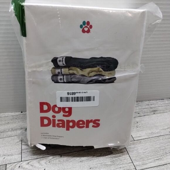 Pet Parents DOG DIAPERS Large 3pk Washable Reusable Multicolors Waist 19-27” - Picture 1 of 5